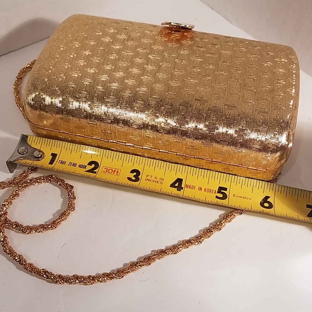 Saks Fifth Ave. Gold Metal Purse Made in Italy - Picture 7 of 8